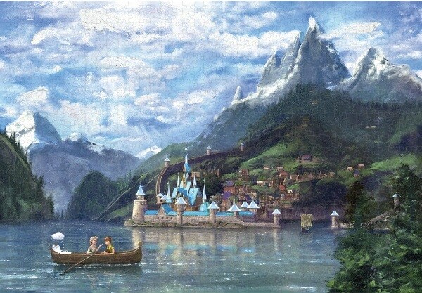 1000片 迪士尼 冰雪奇緣-風光明媚的阿蘭黛爾城(油畫觸感)
