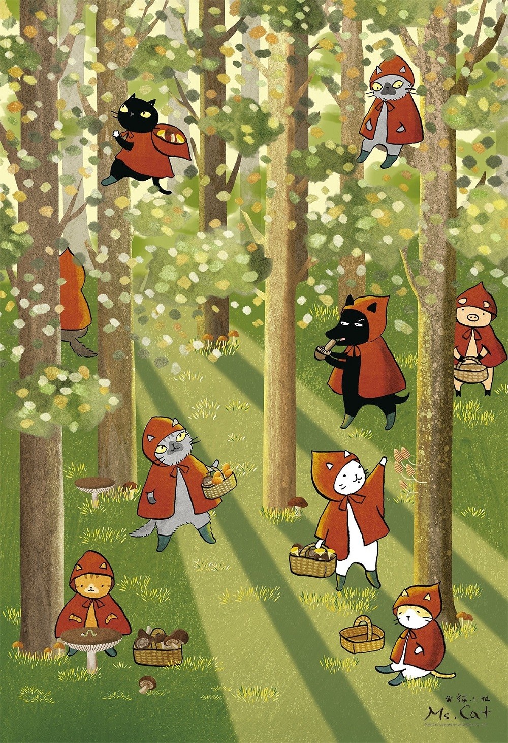 300片 Ms. Cat 貓小姐-森林裡的小紅貓